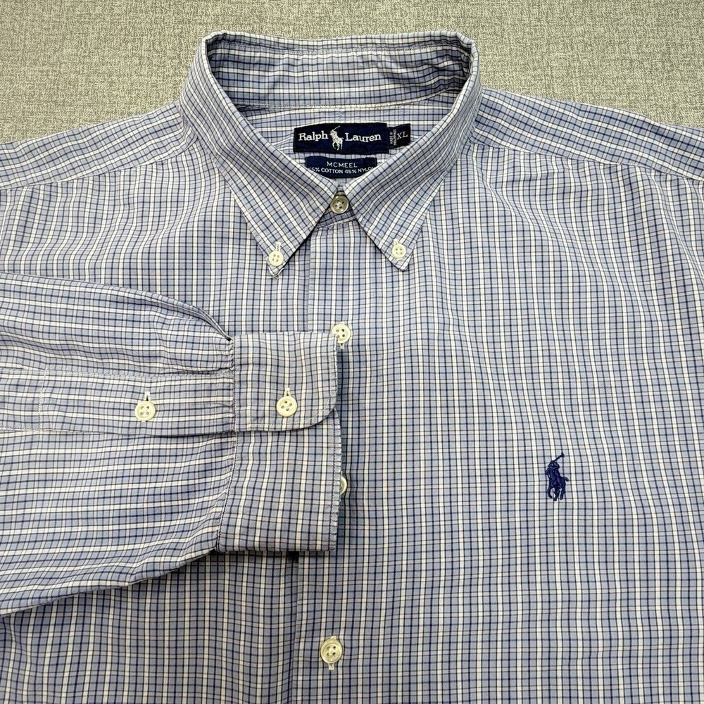 Ralph Lauren McMeel Shirt Mens XL Plaid Small Pony Logo Button Up